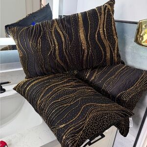 Artistic Accents Black and Gold Beaded 3 Pillow set